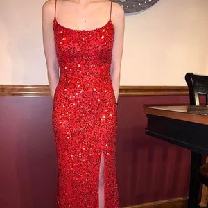 00 Primavera Red Sequin Prom Dress
